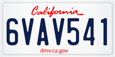CA license plate 6VAV541