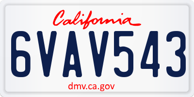 CA license plate 6VAV543