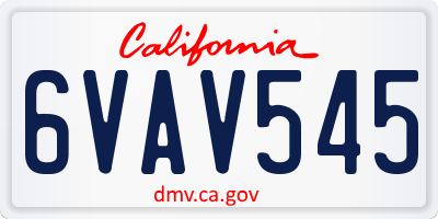CA license plate 6VAV545