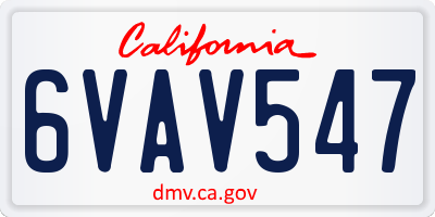 CA license plate 6VAV547