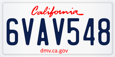 CA license plate 6VAV548