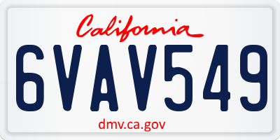 CA license plate 6VAV549