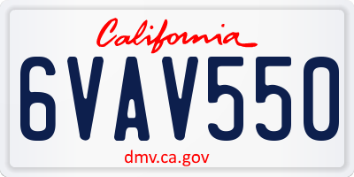 CA license plate 6VAV550