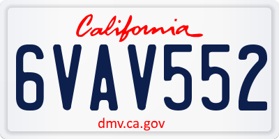 CA license plate 6VAV552