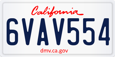 CA license plate 6VAV554