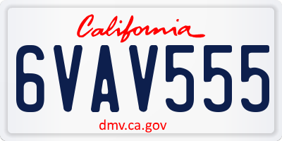 CA license plate 6VAV555
