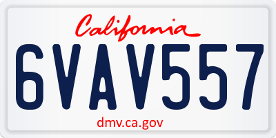 CA license plate 6VAV557
