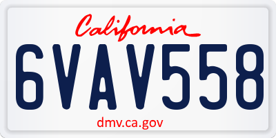 CA license plate 6VAV558