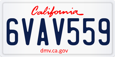 CA license plate 6VAV559