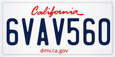 CA license plate 6VAV560