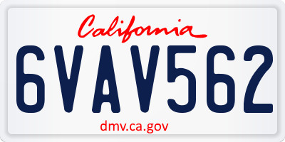 CA license plate 6VAV562