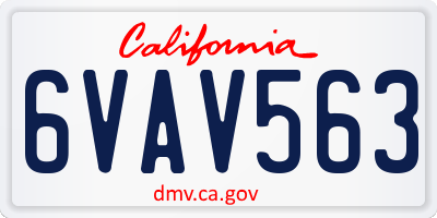 CA license plate 6VAV563