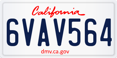 CA license plate 6VAV564