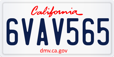 CA license plate 6VAV565