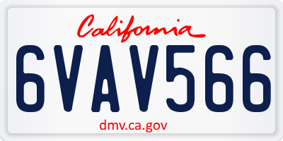 CA license plate 6VAV566