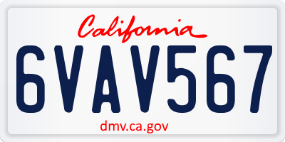 CA license plate 6VAV567