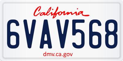 CA license plate 6VAV568