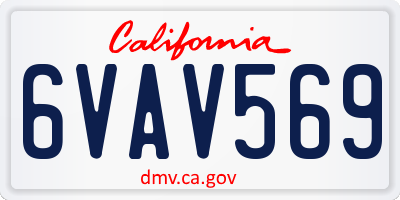 CA license plate 6VAV569
