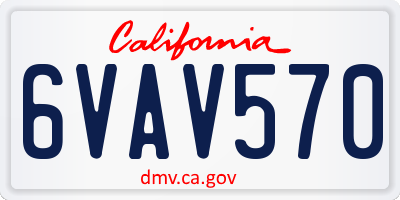 CA license plate 6VAV570