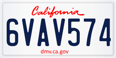 CA license plate 6VAV574