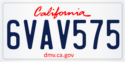 CA license plate 6VAV575