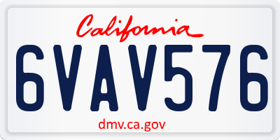 CA license plate 6VAV576