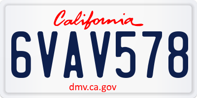 CA license plate 6VAV578