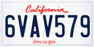CA license plate 6VAV579