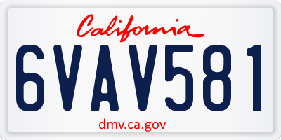 CA license plate 6VAV581