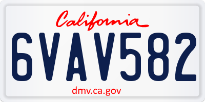 CA license plate 6VAV582