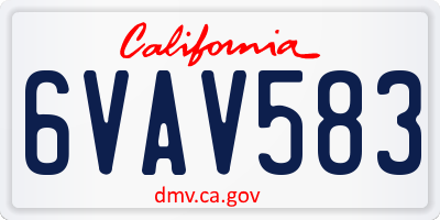 CA license plate 6VAV583