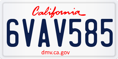 CA license plate 6VAV585