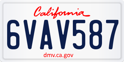CA license plate 6VAV587
