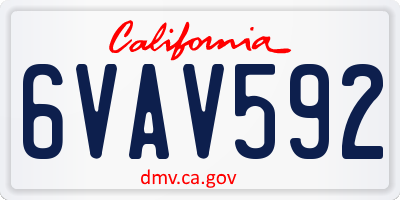 CA license plate 6VAV592
