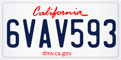 CA license plate 6VAV593