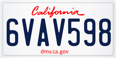 CA license plate 6VAV598