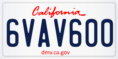 CA license plate 6VAV600