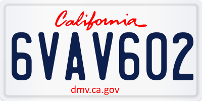 CA license plate 6VAV602