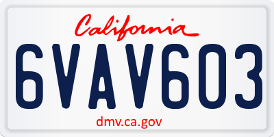 CA license plate 6VAV603