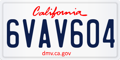 CA license plate 6VAV604