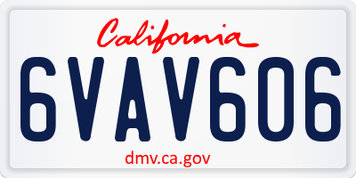 CA license plate 6VAV606