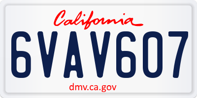 CA license plate 6VAV607