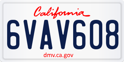 CA license plate 6VAV608