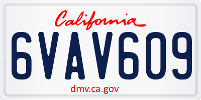 CA license plate 6VAV609