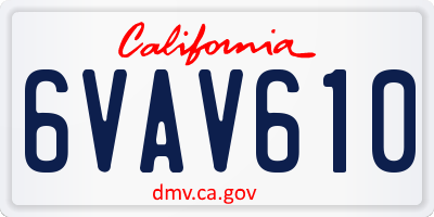 CA license plate 6VAV610