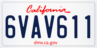 CA license plate 6VAV611