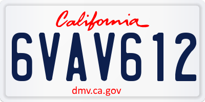 CA license plate 6VAV612