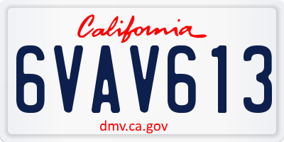 CA license plate 6VAV613