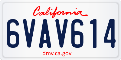 CA license plate 6VAV614