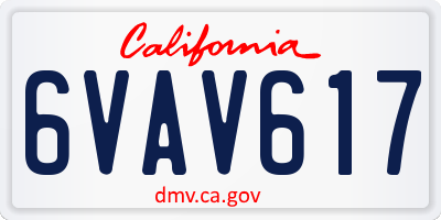 CA license plate 6VAV617